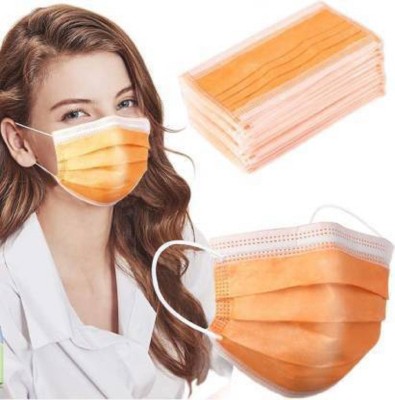 SteelManic ST-MBO-P100 Washable Surgical Mask With Melt Blown Fabric Layer(Orange, Free Size, Pack of 100, 3 Ply)