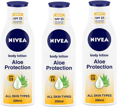 NIVEA Aloe Protection 48h Protecting Moisture Care Body Lotion Each 200ml Pack of 3(600 ml)