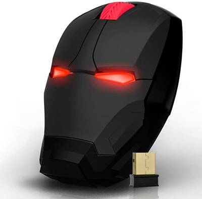 HIVAGI Iron Man Mouse, 2.4G Noiseless Wireless Mouse with USB Receiver Portable Computer Mouse for PC, Tablet, Laptop, Notebook Black Wireless Optical  Gaming Mouse  (2.4GHz Wireless, Black)