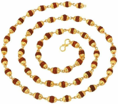 zebisco 5 mukhi rudrakash mala with gold plated cap design Gold-plated Plated Brass Chain
