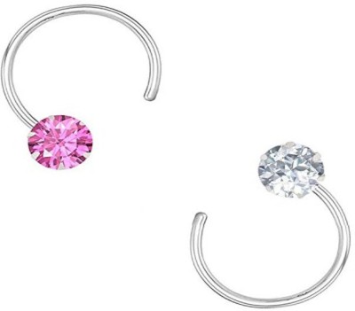 Shree Jewellers Cubic Zirconia Sterling Silver Plated Sterling Silver Nose Stud(Pack of 2)
