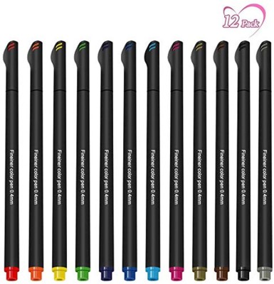 ARTYO Fineliner Color Pen Set, 12 Fine Point Pen Markers, 0.4mm Fine Line Tip Colored Sketch Writing Drawing Pens, for Journal Planner Notebook Note Taking Calendar Drawing Writing (12 Colors) Fineliner Pen(Pack of 12, Multicolor)