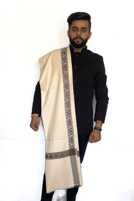 Zaria Fabs Polyester Wool Blend Solid Men Shawl(Beige)
