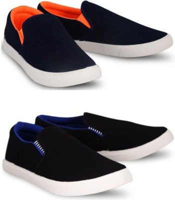 HOTSTYLE New Collection of Combo Pack of 2 Casual Sneakers Sneakers For Men(Orange, Black , 10)