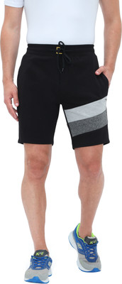 FabSeasons Solid, Striped Men Black Regular Shorts