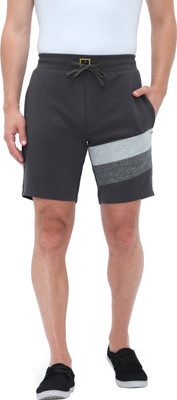 FabSeasons Solid, Striped Men Dark Grey Regular Shorts