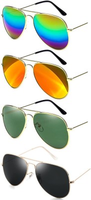 Elligator Aviator Sunglasses(For Men & Women, Green, Black, Blue, Yellow)