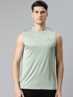 ALCIS Solid Men Round Neck Green T-Shirt