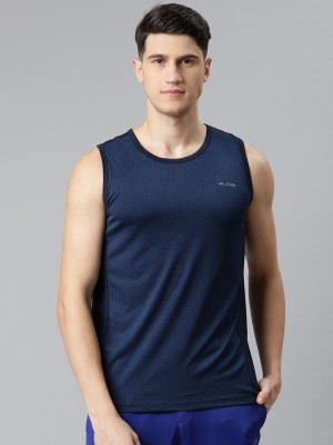 ALCIS Solid Men Round Neck Blue T-Shirt