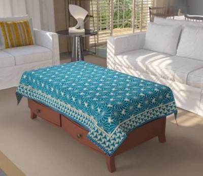 Multitex Floral 4 Seater Table Cover(Aqua, Cotton)