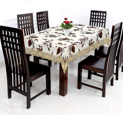 KUBER INDUSTRIES Self Design, Floral 6 Seater Table Cover(Cream, PVC)