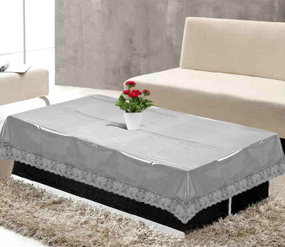KUBER INDUSTRIES Self Design 4 Seater Table Cover(Silver, PVC)