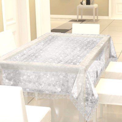 KUBER INDUSTRIES Self Design 6 Seater Table Cover(White, PVC)