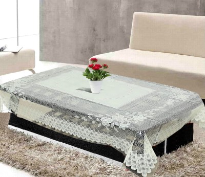 KUBER INDUSTRIES Self Design 4 Seater Table Cover(White, PVC)