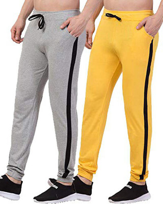 Bluecon Solid Men Yellow, Grey Track Pants