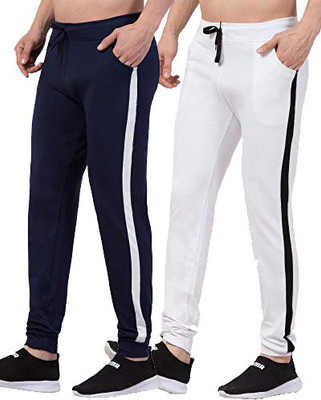 Bluecon Solid Men Dark Blue, White Track Pants