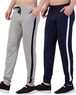 Bluecon Solid Men Dark Blue, Grey Track Pants