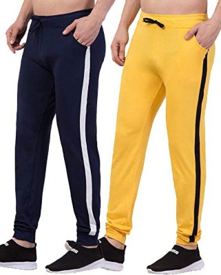Bluecon Solid Men Yellow, Dark Blue Track Pants