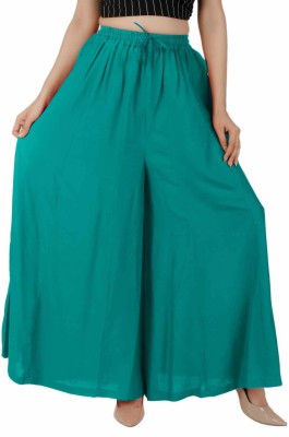 Jaipuri Print Flared Women Green Trousers