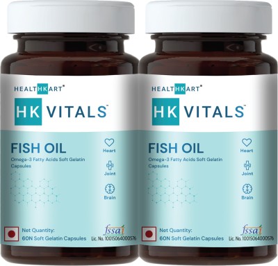 HEALTHKART Fish Oil (1000 Omega 3, With 180 Mg Epa & 120 Mg Dha)- Pack of 2(2 x 60)