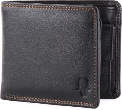 WILDHORN Men Casual Black Genuine Leather Wallet(6 Card Slots)