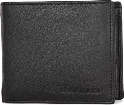 WILDHORN Men Black Genuine Leather Wallet(9 Card Slots)