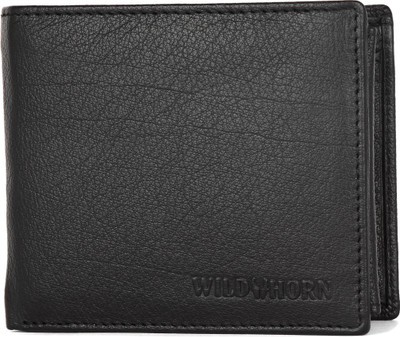 WILDHORN Men Black Genuine Leather Wallet(9 Card Slots)