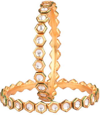 Efulgenz Alloy Crystal Gold-plated Bangle Set(Pack of 2)