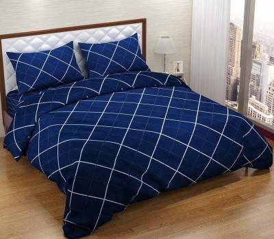 Home Readiness 140 TC Cotton Double Geometric Flat Bedsheet(Pack of 1, Blue)