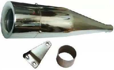 Bullkartzone Cobra silencer Glasswool Chrome Exhaust Royal Enfield Electra 350, Classic 350 Full Exhaust System(Mild Steel)