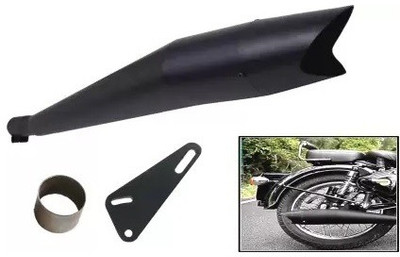 Bullkartzone Shark silencer Black Glasswool Exhaust Royal Enfield Electra 350, Electra Full Exhaust System(Mild Steel)