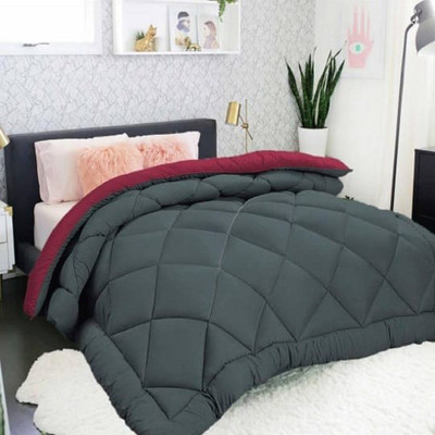TUNDWAL'S Solid Single Comforter for  Mild Winter(Cotton, Grey, Maroon)