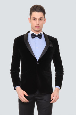 LOUIS PHILIPPE Solid Single Breasted Party Men Blazer(Black)