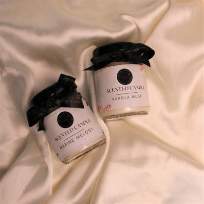 wrapped up love Marine melody and Vanilla Musk mini scented candles Candle(Beige, Pack of 2)