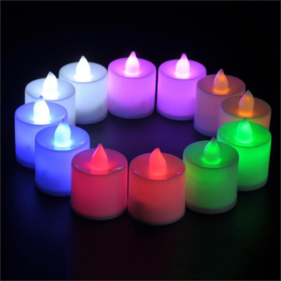 Festive Blessings Plastic Flameless Smoke Less LED Light Candles with Battery.. Candle(Multicolor, Pack of 12)