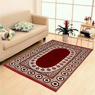 satalhome Red Chenille Carpet(5 ft,  X 7 ft, Rectangle)