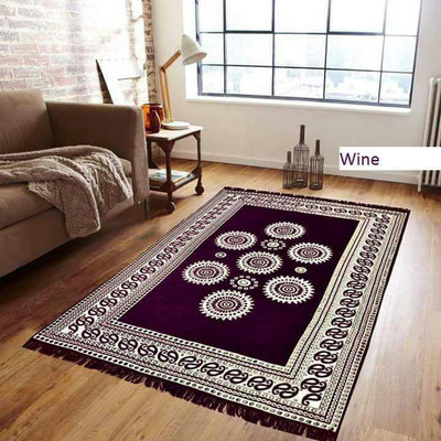 satalhome Purple Chenille Carpet(5 ft,  X 7 ft, Rectangle)