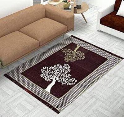 satalhome Brown Chenille Carpet(5 ft,  X 7 ft, Rectangle)