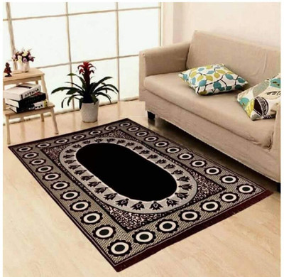 satalhome Black Chenille Carpet(5 ft,  X 7 ft, Rectangle)