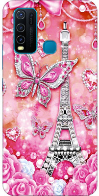 Designer Cover Back Cover for Vivo Y30(Pink, Silver, Grip Case, Silicon, Pack of: 1)