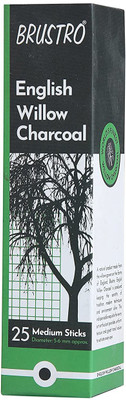 BRuSTRO Willow and Vine Charcoal, Natural Charcoal medium Stick(Pack of 25)