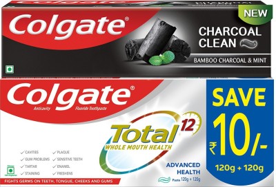Colgate Charcoal Clean Toothpaste – 120 g with Total Advanced Health Anticavity Toothpaste -240 g  (1 Items in the set)