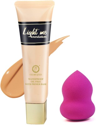 COLORS QUEEN OIL FREE With Waterproof Foundation & FREE Blender (Natural Beige)(2 Items in the set)