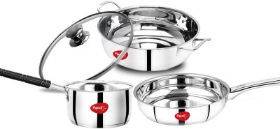 Pigeon Special Stainless Steel Gift Set with Kadai, Fry Pan and Saucepan Induction Bottom Cookware Set(Stainless Steel, 3 - Piece)