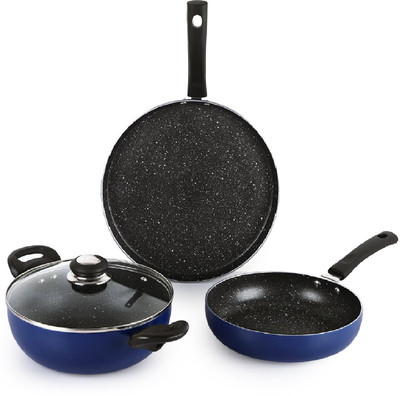 cello Regal with Spatter Induction Bottom Non-Stick Coated Cookware Set(Aluminium, 3 - Piece)