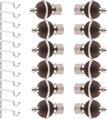 Carlos Silver, Brown Rod Rail Bracket, Curtain Knobs Metal(Pack of 24)