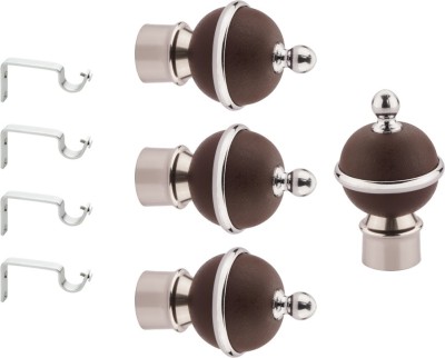 GLOXY Silver, Brown Rod Rail Bracket, Curtain Knobs, Curtain Hooks, Curtain Rods Metal(Pack of 8)
