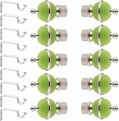 GLOXY Silver, Green Rod Rail Bracket, Curtain Knobs, Curtain Hooks, Curtain Rods Metal(Pack of 20)