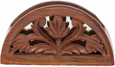 Voody 1 Compartments Wooden Tissue Holder(Brown)