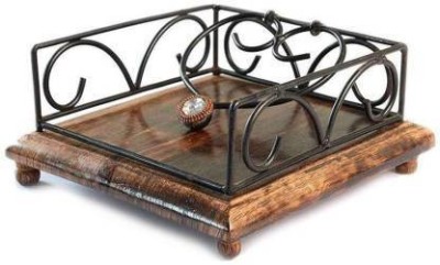 SUNWOOD ENTERPRISES 1 Compartments IRON AND WOOD NAPKIN HOLDER(brown AND BLACK)